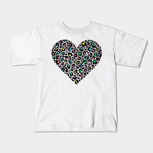 Heart with colored leopard print Kids T-Shirt